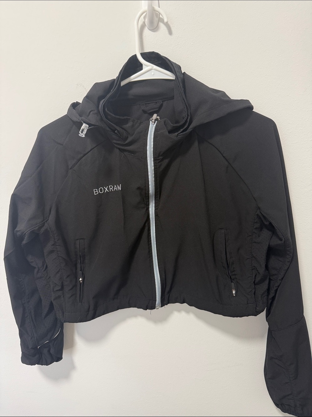 BOXRAW Women's Black Hooded Zip Jacket